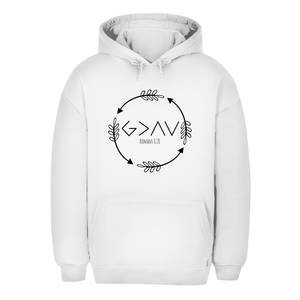 Unisex Oversize Hoodie god greater than highs lows romans 8:28