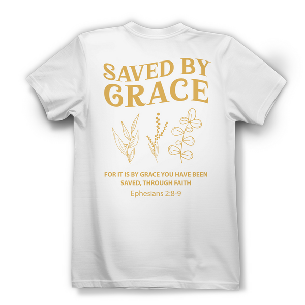 Damen Bio T-Shirt saved by grace ehpesians 2:8-9