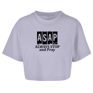 Damen Oversize Crop Top always stop and pray