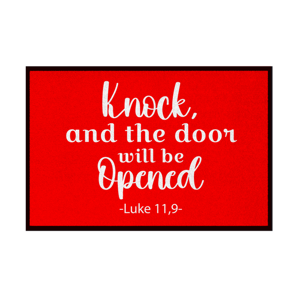 Fußmatte mit Gummirand knock and the door will be opened luke 11,9