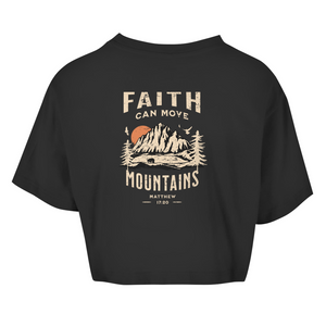 Damen Oversize Crop Top faith can move mountains matthew 17:20