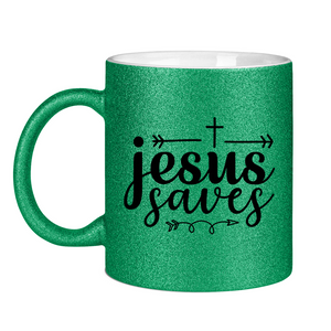 Glitzertasse jesus saves