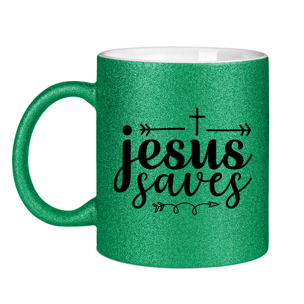 Glitzertasse jesus saves