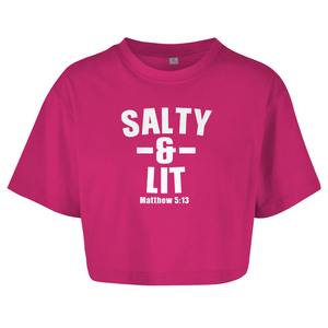 Damen Oversize Crop Top salty and lit matthew 5:13