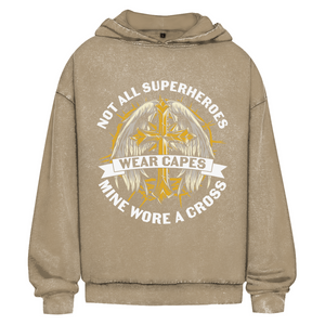 Oversize Washed Hoodie mine superheroes wore cross