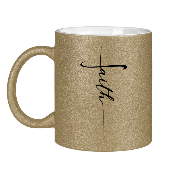 Glitzertasse faith kreuz