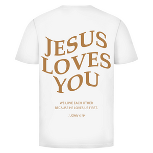 Herren T-Shirt jesus loves you 1 john 4,19