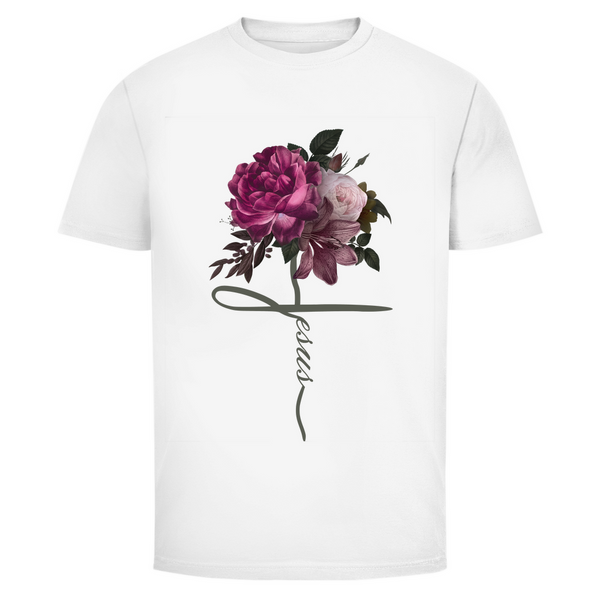 Herren T-Shirt jesus blumen