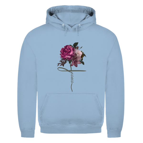 Herren Hoodie jesus blumen