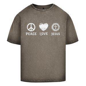 Oversize Washed T-Shirt peace love jesus