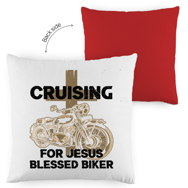 Kopfkissen zweifarbig cruising for jesus blessed biker