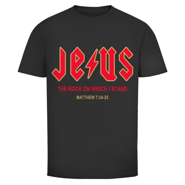 Herren T-Shirt jesus the rock matthew 7:24-25