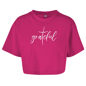 Damen Oversize Crop Top grateful