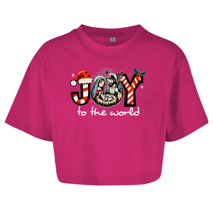 Damen Oversize Crop Top joy to the world