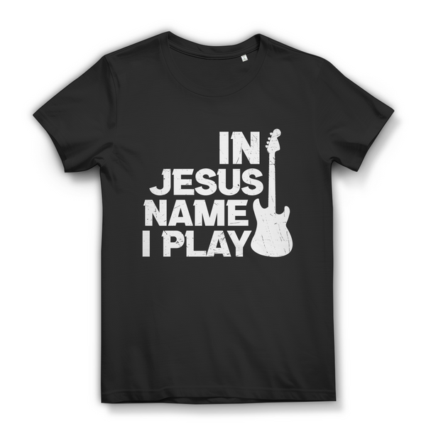 Damen Bio T-Shirt in jesus name i play guitarist