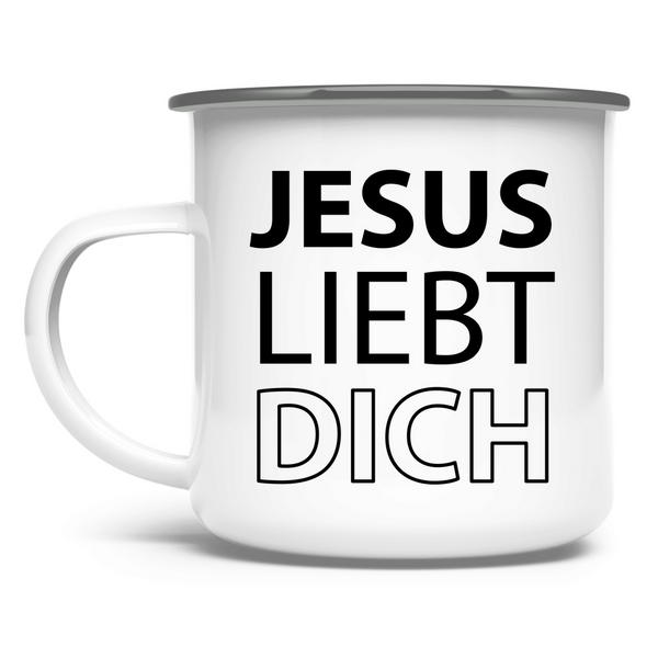 Emaille Tasse jesus liebt dich