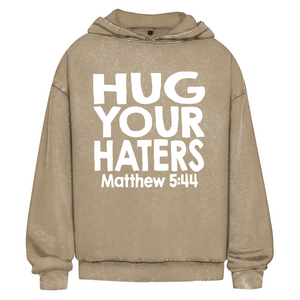Oversize Washed Hoodie hug your haters matthew 5:44