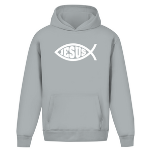 Oversize Hoodie Ohne Kordel fisch symbol ICHTHYS Jesus