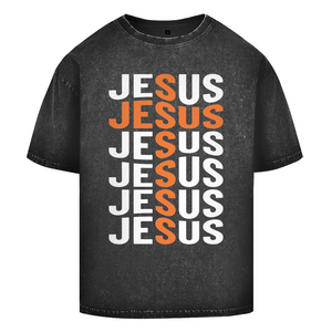 Oversize Washed T-Shirt jesus kreuz
