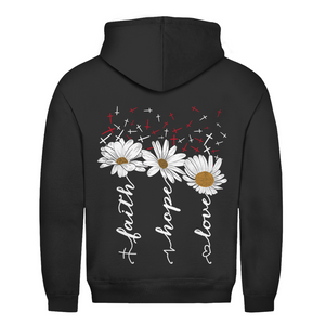 Herren Hoodie faith hope love blumen