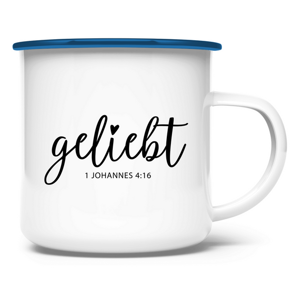 Emaille Tasse geliebt 1 johannes 4:16