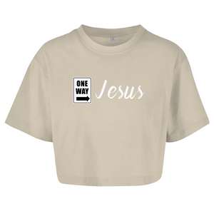 Damen Oversize Crop Top one way jesus