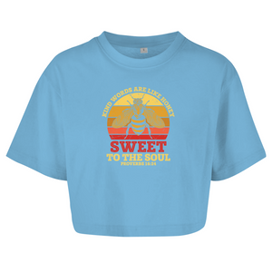 Damen Oversize Crop Topkind words are like honey proverbs 16:24