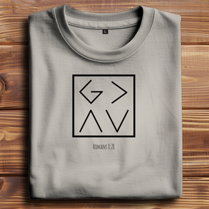Oversize T-Shirt god is greater romans 8:28