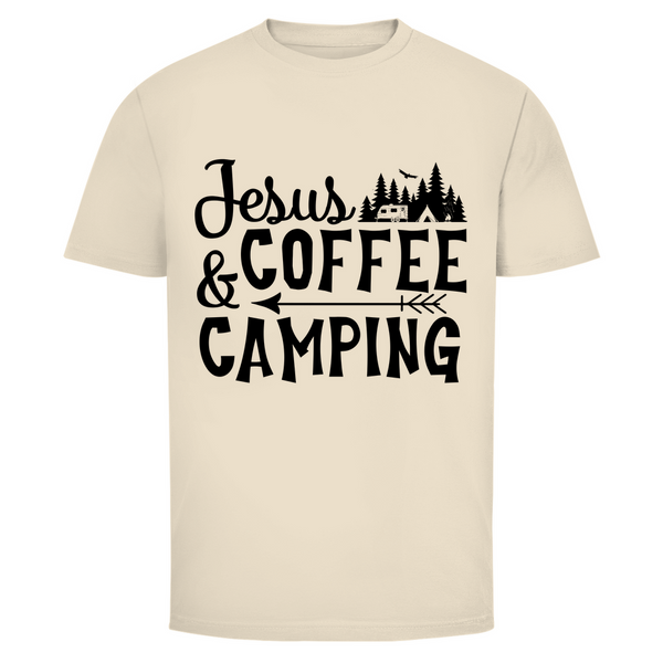 Herren T-Shirt jesus coffee camping