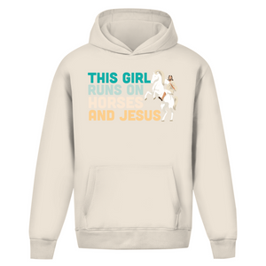Oversize Hoodie Ohne Kordel this girl runs on horses und jesus reiterin