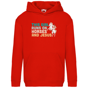 Kinder Hoodie this girl runs on horses and jesus