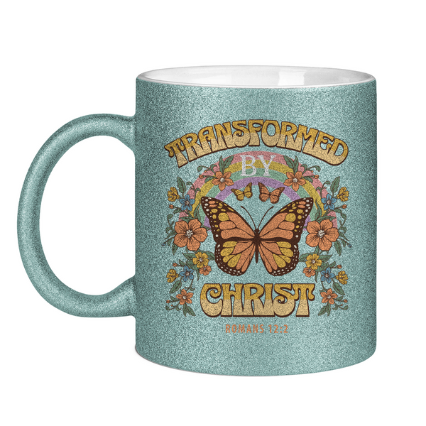 Glitzertasse transformed by christ romans 12:2