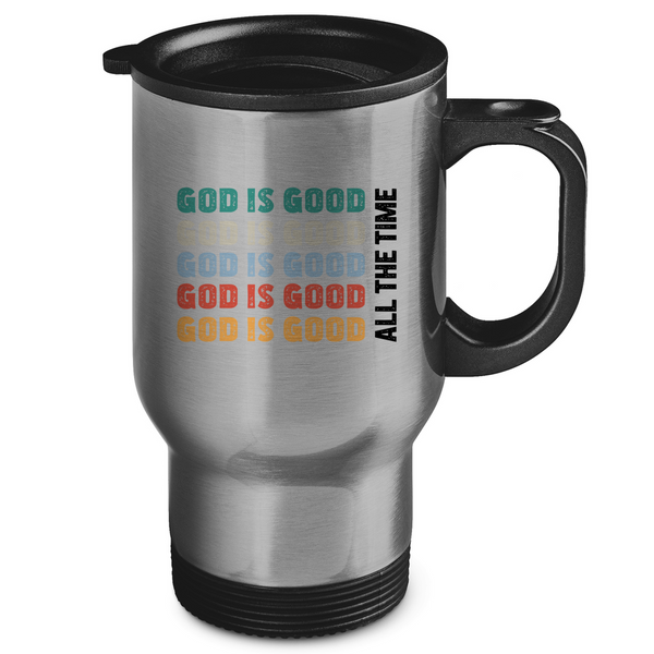 Edelstahl-Thermobecher god is good schriftzug