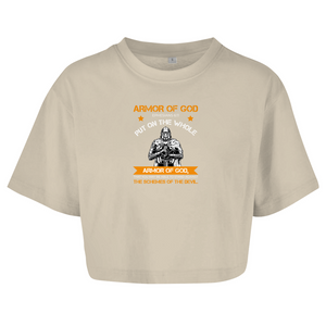 Damen Oversize Crop Top armor of god ephesians 6:11