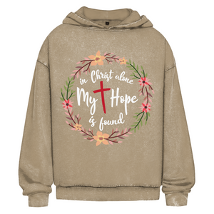 Oversize Washed Hoodie in christ alone my hope is found