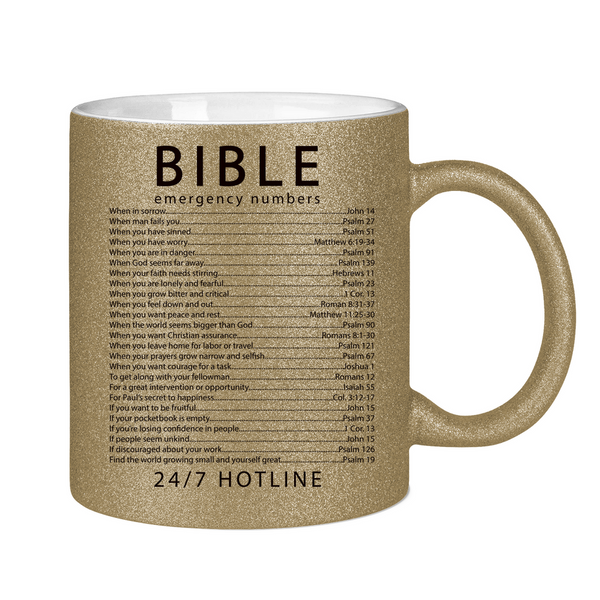 Glitzertasse bible emegrency numbers