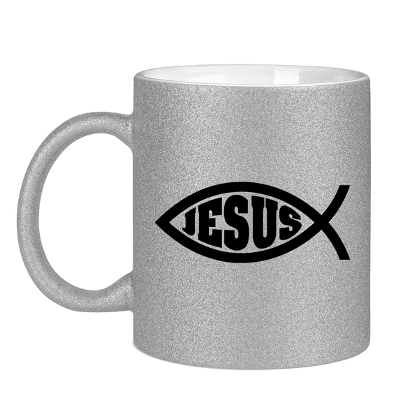 Glitzertasse Ichthys fisch christliches symbol