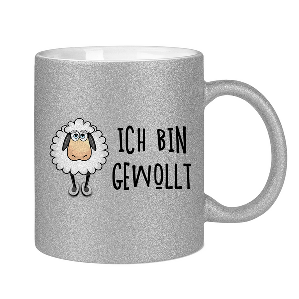 Glitzertasse schaf ich bin gewollt