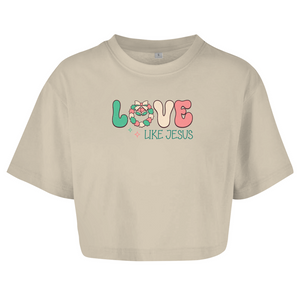 Damen Oversize Crop Top love like jesus
