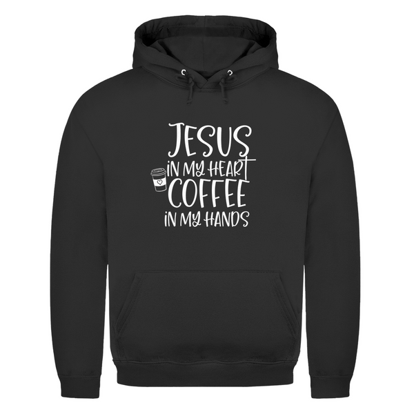 Herren Hoodie jesus in my heart coffee in my hands