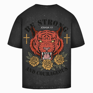 Oversize Washed T-Shirt be strong and courageous joshua 1:9