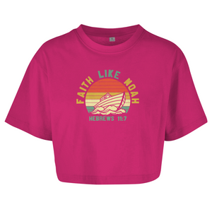Damen Oversize Crop Top faith like noah nebrews 11:7