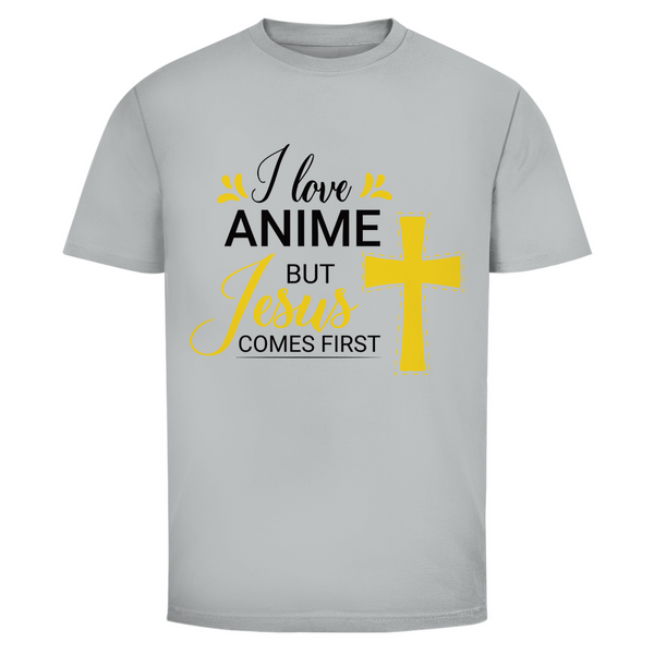 Herren T-Shirt i love anime but jesus comes first