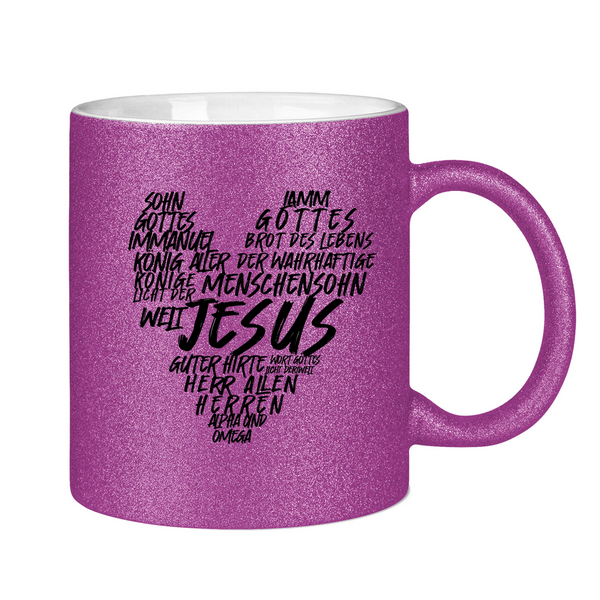 Glitzertasse jesus herz wordcloud