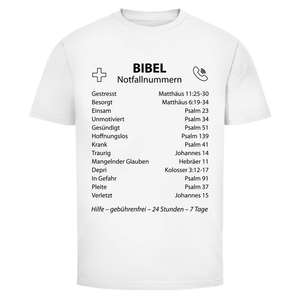 Herren T-Shirt bibel notfallnummern