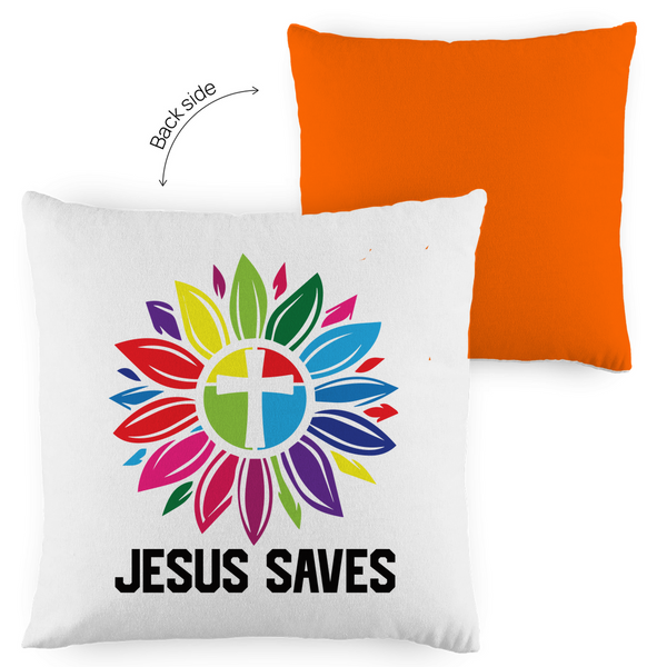 Kopfkissen zweifarbig jesus saves blume