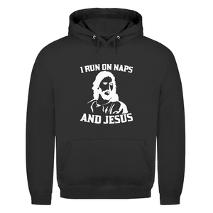 Herren Hoodie i run on naps and jesus