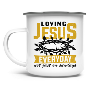 Emaille Tasse loving jesus everyday