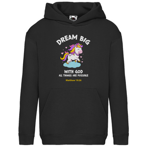 Kinder Hoodie with god all things are possible matthew 19:26