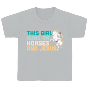 Kinder T-Shirt this girl runs on horses and jesus